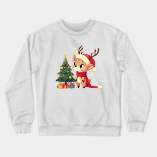 Christmas Deer and Christmas Tree Crewneck Sweatshirt